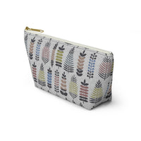 Stamped Leaves Accessory Pouch w T-bottom in Black